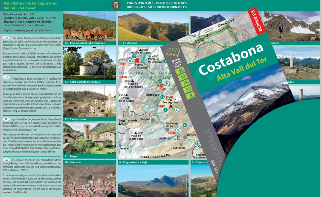 Carte de randonnée - Costabona & Haute Vallée du Ter (Pyrénées Catalanes) | Alpina carte pliée Editorial Alpina 