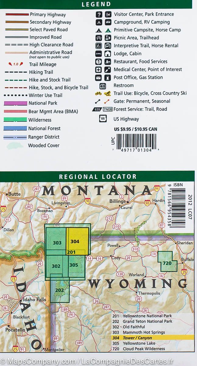 Carte de randonnée de Tower / Canyon (Parc National de Yellowstone, USA) | National Geographic - La Compagnie des Cartes