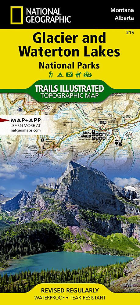 Carte de randonnée du Parc National de Glacier (Montana) et des Lacs Waterton (Alberta) | National Geographic carte pliée National Geographic 