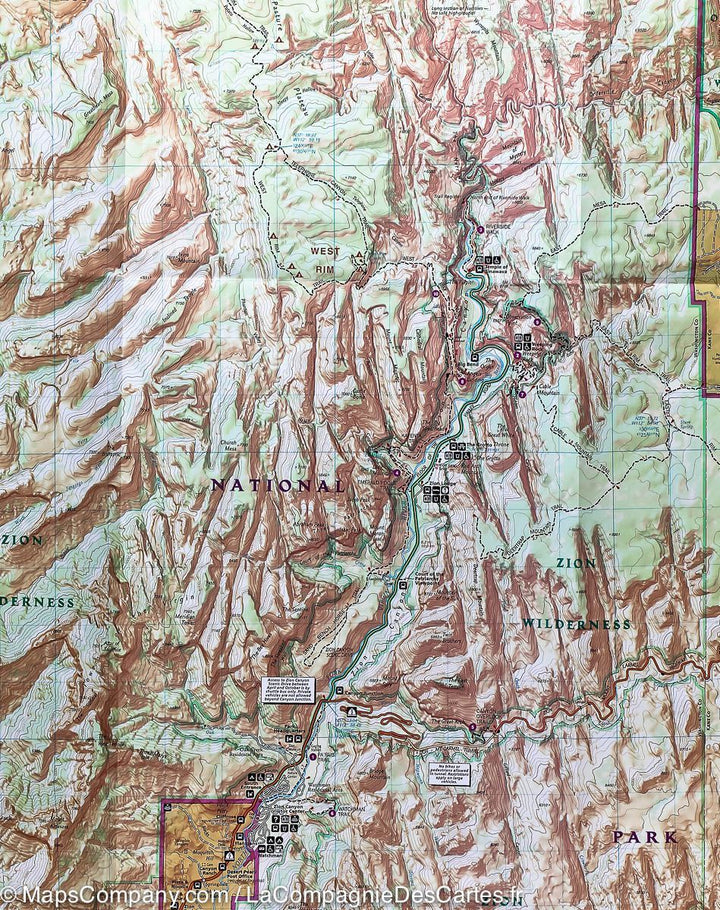 Carte de randonnée du Parc National Zion (Utah) | National Geographic carte pliée National Geographic 