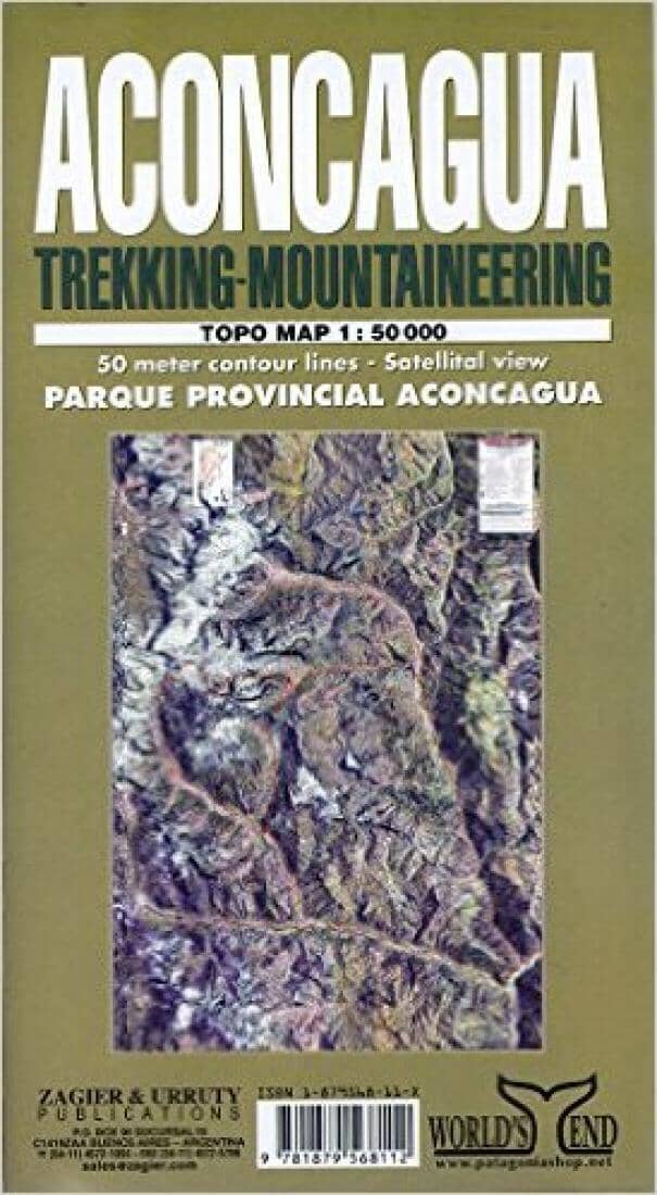 Aconcagua, Argentina, Trekking and Mountaineering Map | Zagier y Urruty Hiking Map 
