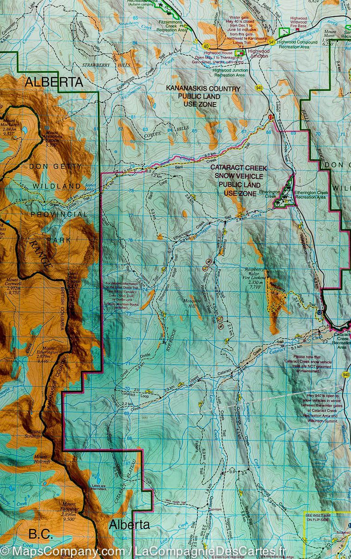 Carte de randonnée - Highwood & Cataract Creek, South Kananaskis Country (Alberta, Colombie Bitannique) | Gem Trek carte pliée Gem Trek Publishing 