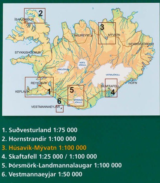 Carte de randonnée - Husavik et Lac Myvatn (Islande) | Ferdakort carte pliée Ferdakort 