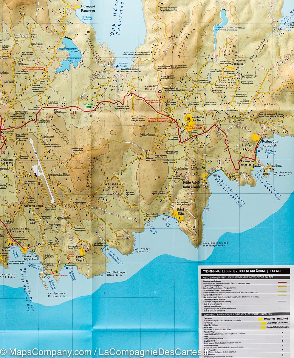Carte de randonnée des îles de Mykonos, Delos, Rinia (Grèce) | Terrain Cartography - La Compagnie des Cartes