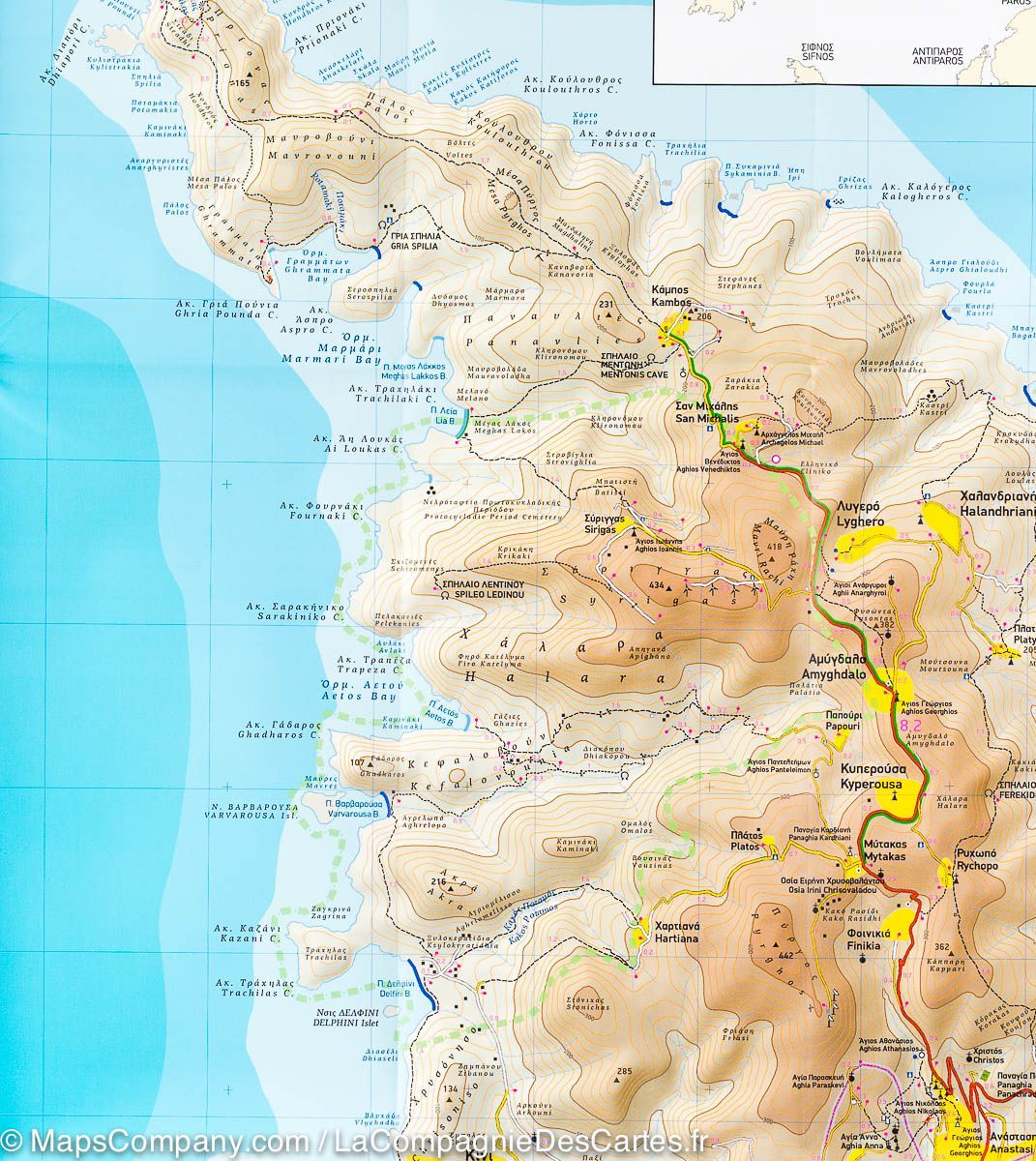 Carte de randonnée - Ile de Syros (Grèce) | Terrain Cartography carte pliée Terrain Cartography 