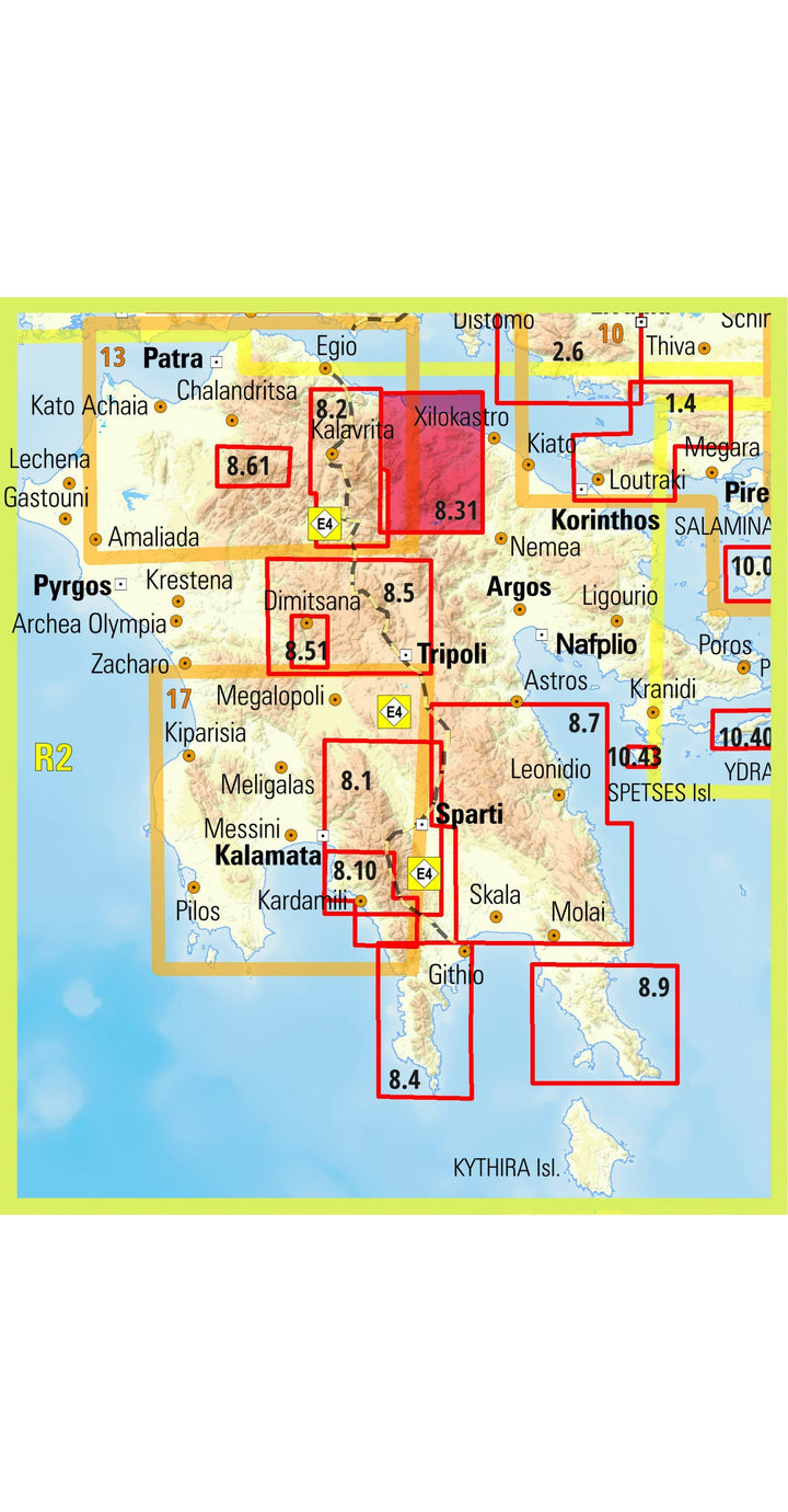 Carte de randonnée - Mont Kyllini / Ziria (Grèce) | Anavasi carte pliée Anavasi 