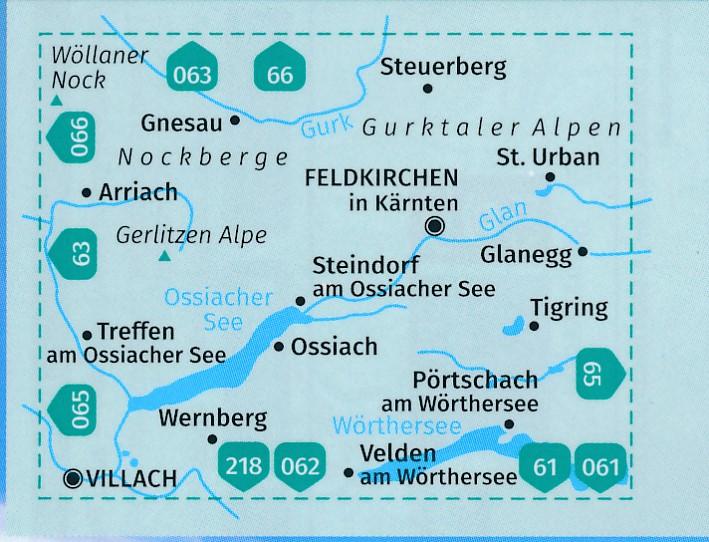 Carte de randonnée n° 062 - Ossiacher See, Feldkirchen in Kärnten (Tyrol, Autriche) | Kompass carte pliée Kompass 