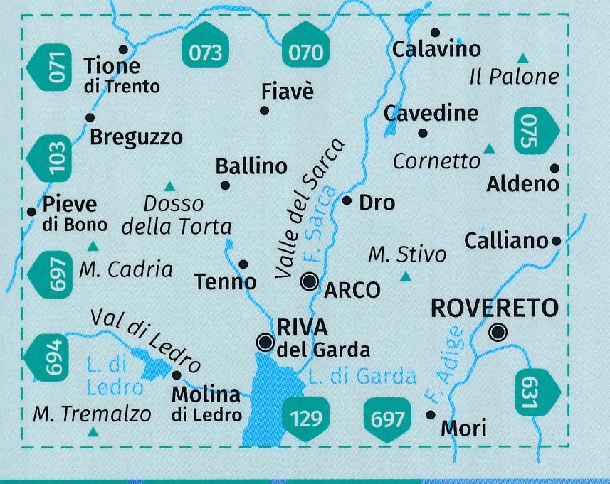 Carte de randonnée n° 096 - Alto Garda, Ledro, Valle del Sacre (Italie) | Kompass carte pliée Kompass 