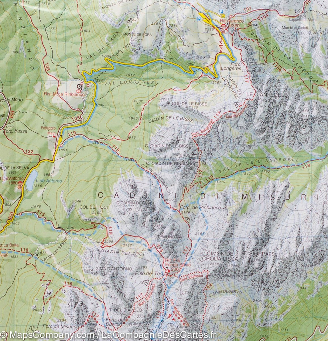 Carte de randonnée n° 10 - Dolomites de Sesto (Dolomites, Italie) | Tabacco carte pliée Tabacco 