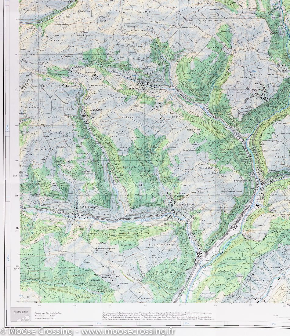 Carte de la région de Beggingen (Suisse, Allemagne) | Swisstop - La Compagnie des Cartes