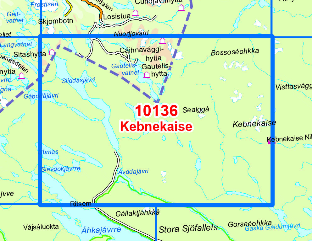 Carte de randonnée n° 10136 - Kebnekaise (Norvège) | Nordeca - Norge-serien carte pliée Nordeca 