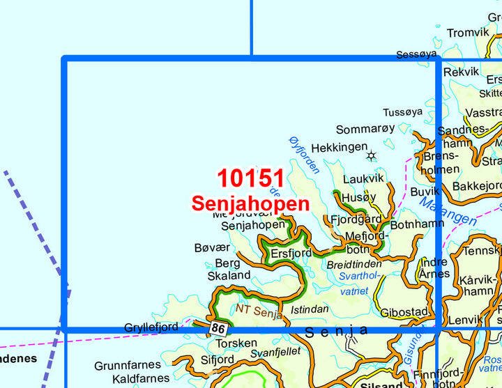 Carte de randonnée n° 10151 - Senjahopen (Norvège) | Nordeca - Norge-serien carte pliée Nordeca 