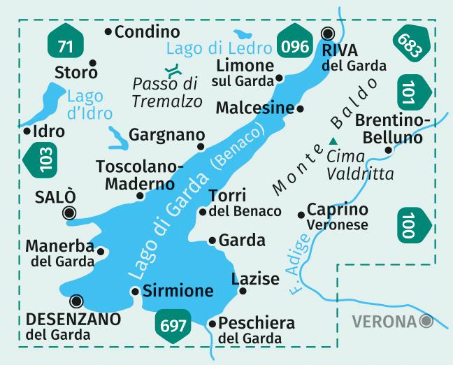 Carte de randonnée n° 129 - Monte Baldo (Italie)