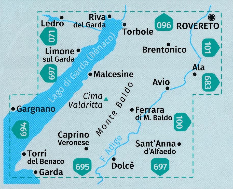 Carte de randonnée n° 129 - Monte Baldo (Italie)