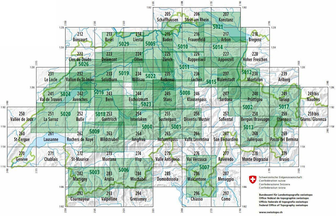 Carte de randonnée n° 249BIS - Nauders (Suisse) | Swisstopo - 1/50 000 carte pliée Swisstopo 