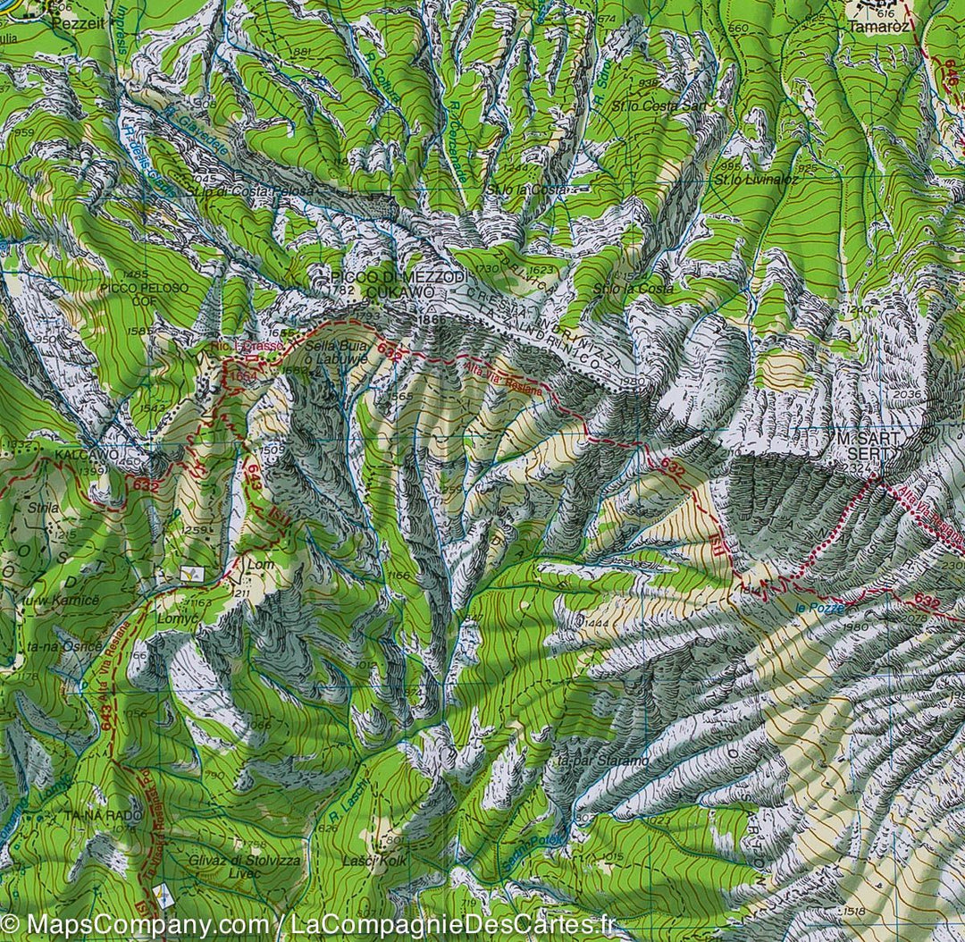 Carte de randonnée n° 27 - Mont Canin, du Val Resia et parc naturel des préalpes de Giulie (Italie) | Tabacco carte pliée Tabacco 