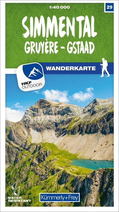 Carte de randonnée n° 29 - Simmental, Gruyère, Gstaad (Suisse) | Kümmerly & Frey-1/40 000 carte pliée Kümmerly & Frey 
