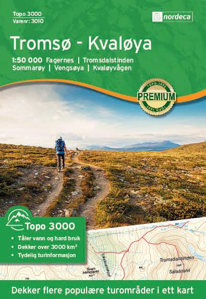 Carte de randonnée n° 3010 - Tromso - Kvaloya (Norvège) | Nordeca - série 3000 carte pliée Nordeca 
