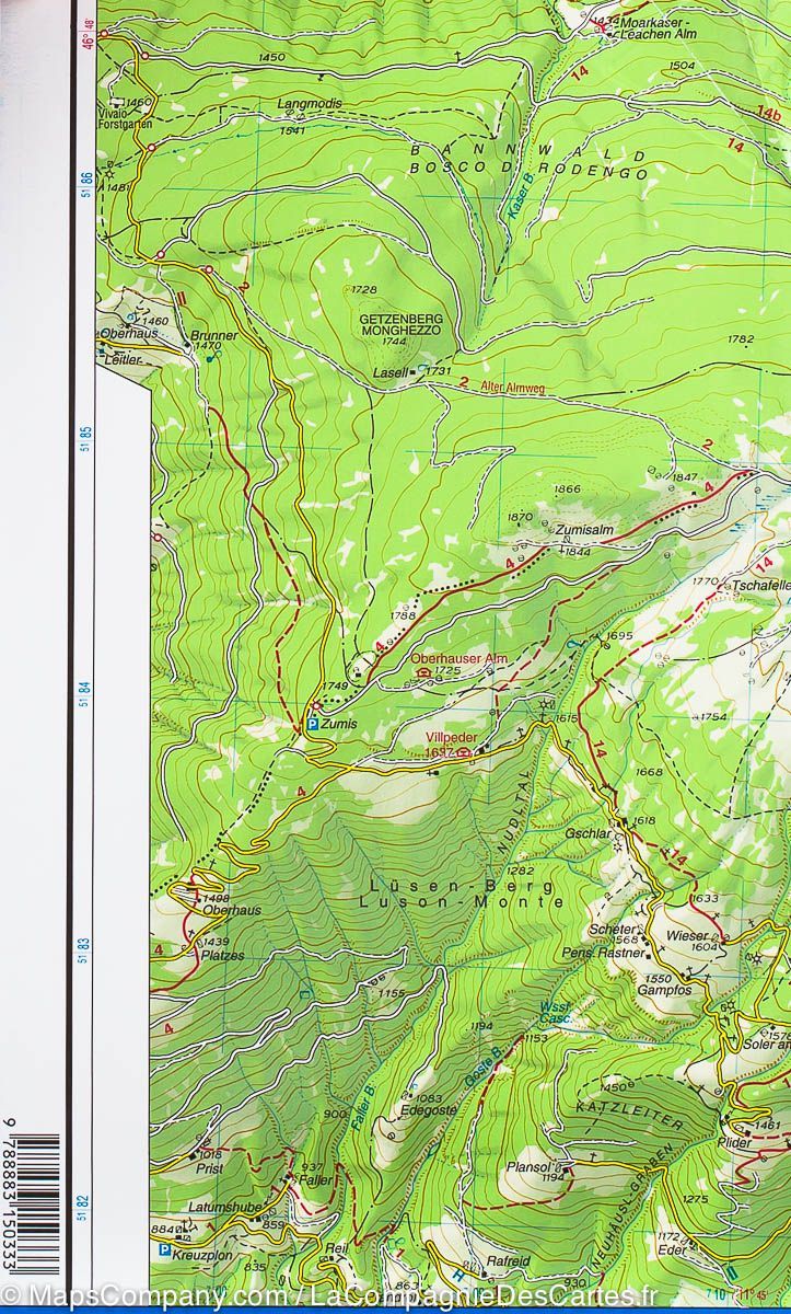 Carte de randonnée n° 33 - Val Pusteria et Brunico (Italie) | Tabacco carte pliée Tabacco 