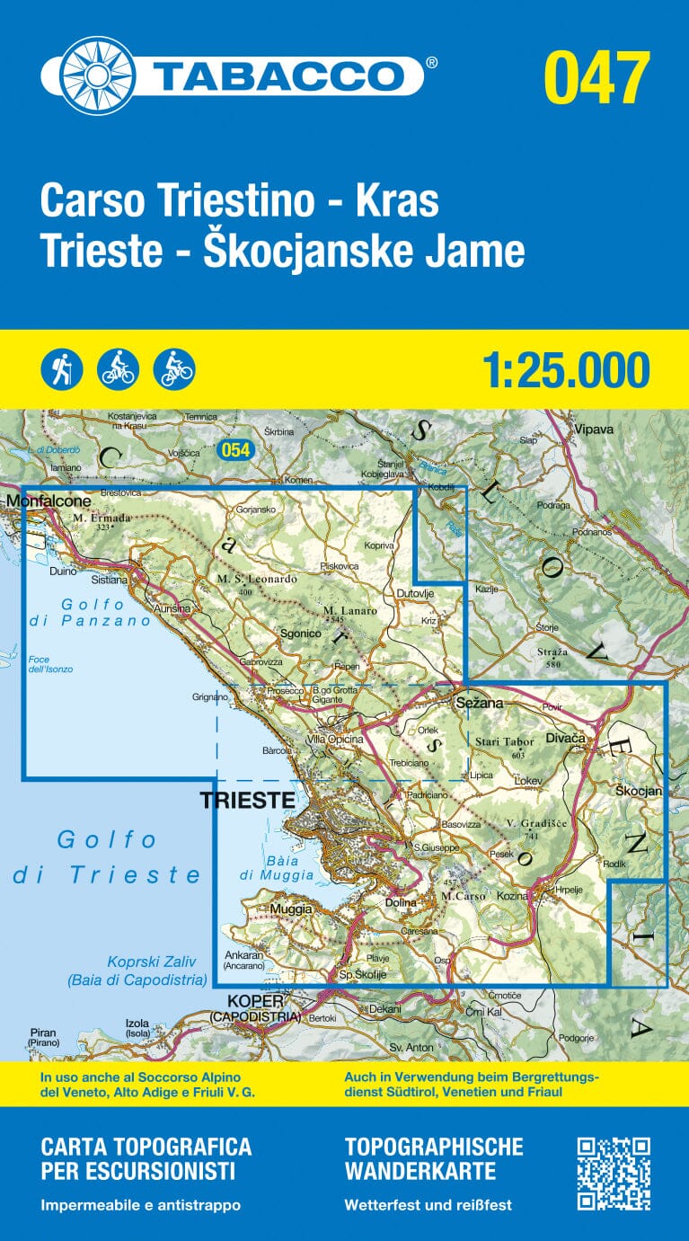 Carte de randonnée n° 47 - Carso Triestino, Kras Škocjanske Jame (Italie) | Tabacco carte pliée Tabacco 