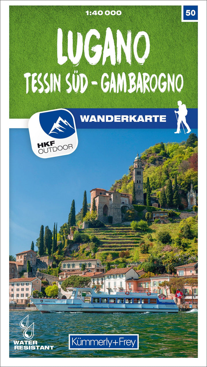 Carte de randonnée n° 50 - Lugano, Sottoceneri, Gambarogno (Suisse) | Kümmerly & Frey-1/40 000 carte pliée Kümmerly & Frey 