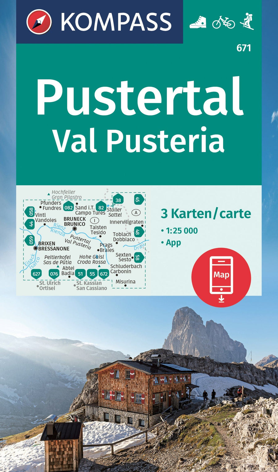 Carte de randonnée n° 672 - Dolomites (lot de 4 cartes) (Italie