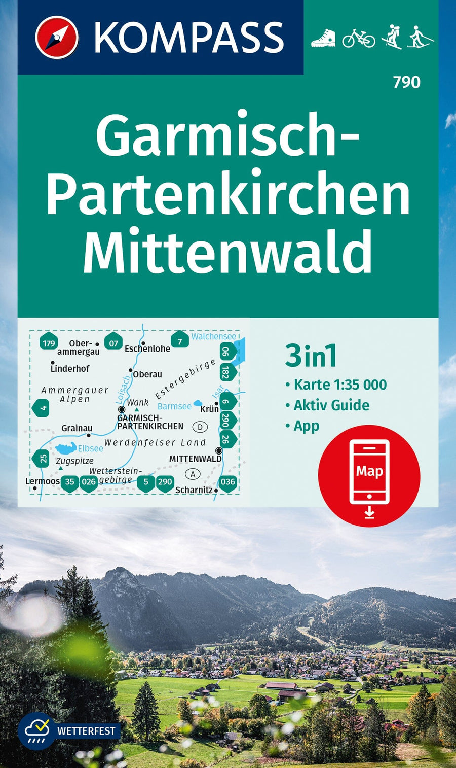 Hiking Map # 790 - Garmisch-Partenkirchen, Mittenwald + Guide (Germany –  MapsCompany - Travel and hiking maps