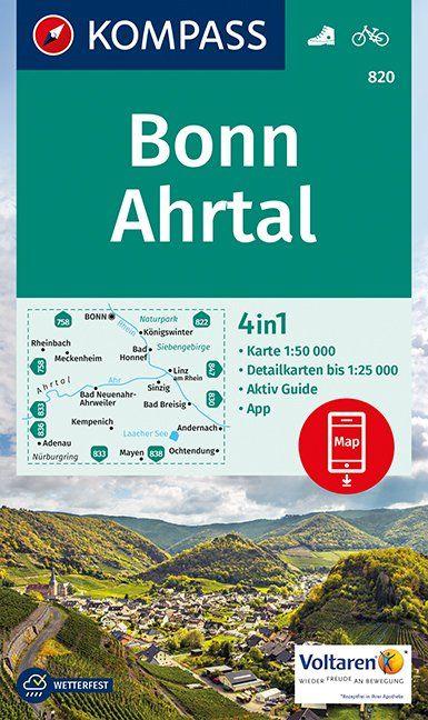 Carte de randonnée n° 820 - Bonn - Ahrtal (Allemagne) | Kompass carte pliée Kompass 