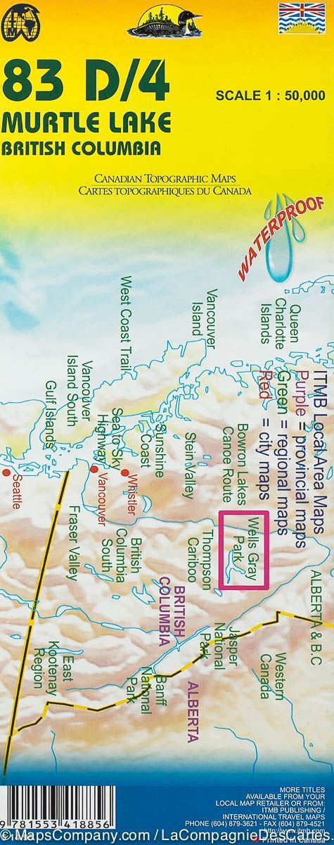 Carte de randonnée &#8211; Parc Wells Gray (Colombie Britannique) | ITM - La Compagnie des Cartes