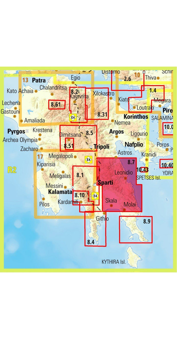 Carte de randonnée n° 8.7 - Mont Parnon (Grèce) | Anavasi carte pliée Anavasi 