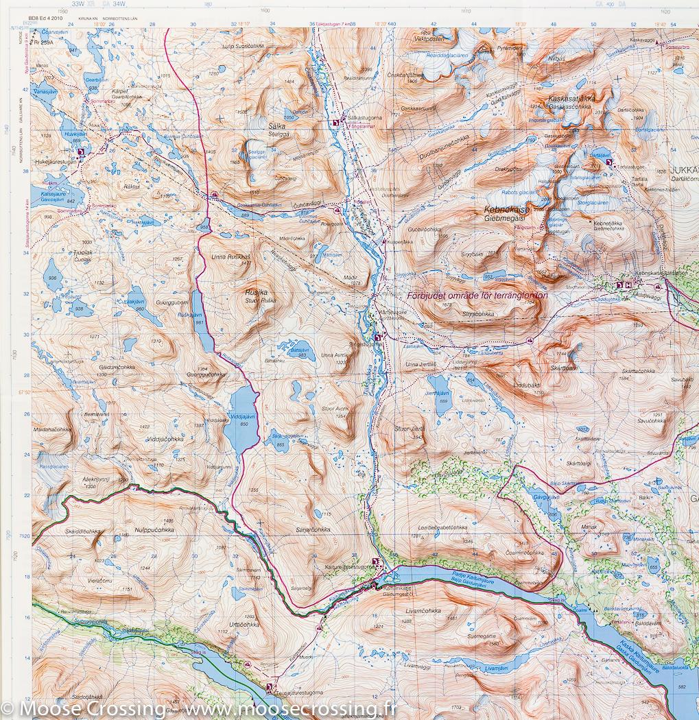 Carte de randonnée n° SE.F.BD08 - Mont Kebnekaise & Saltoluokta (Laponie Suédoise) | Lantmäteriet carte pliée Lantmäteriet 