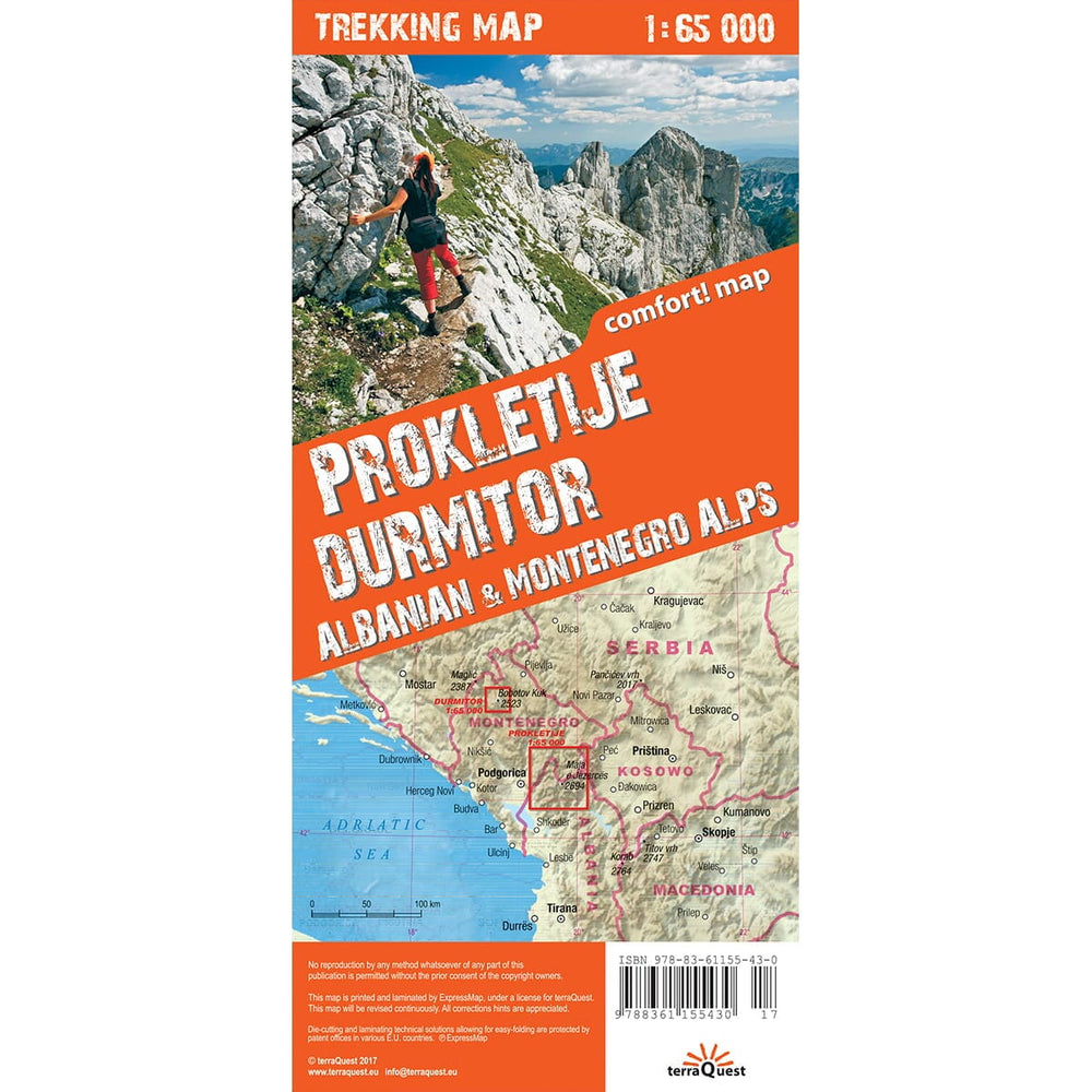 Carte de randonnée plastifiée - Prokletije, Durmitor (Alpes d'Albanie & Montenegro) | TerraQuest carte pliée Terra Quest 