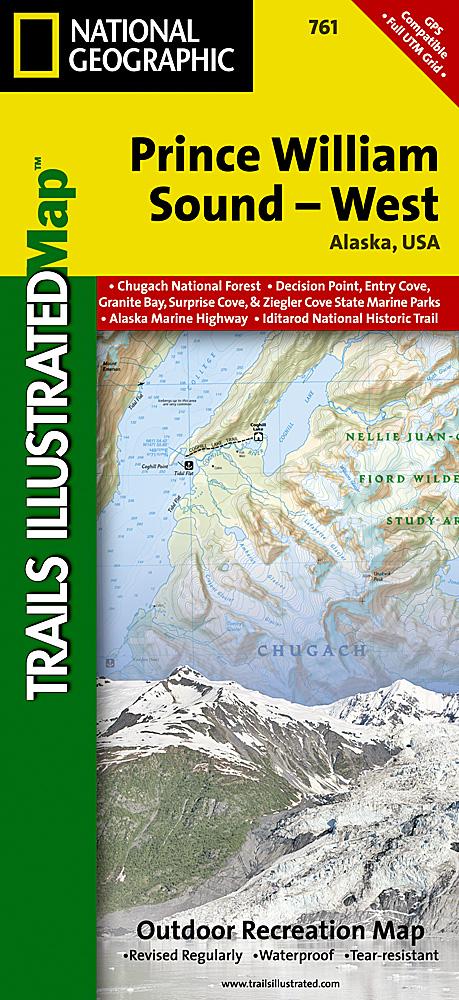 Carte de randonnée - Prince William Sound, West (Alaska), n° 761 | National Geographic carte pliée National Geographic 