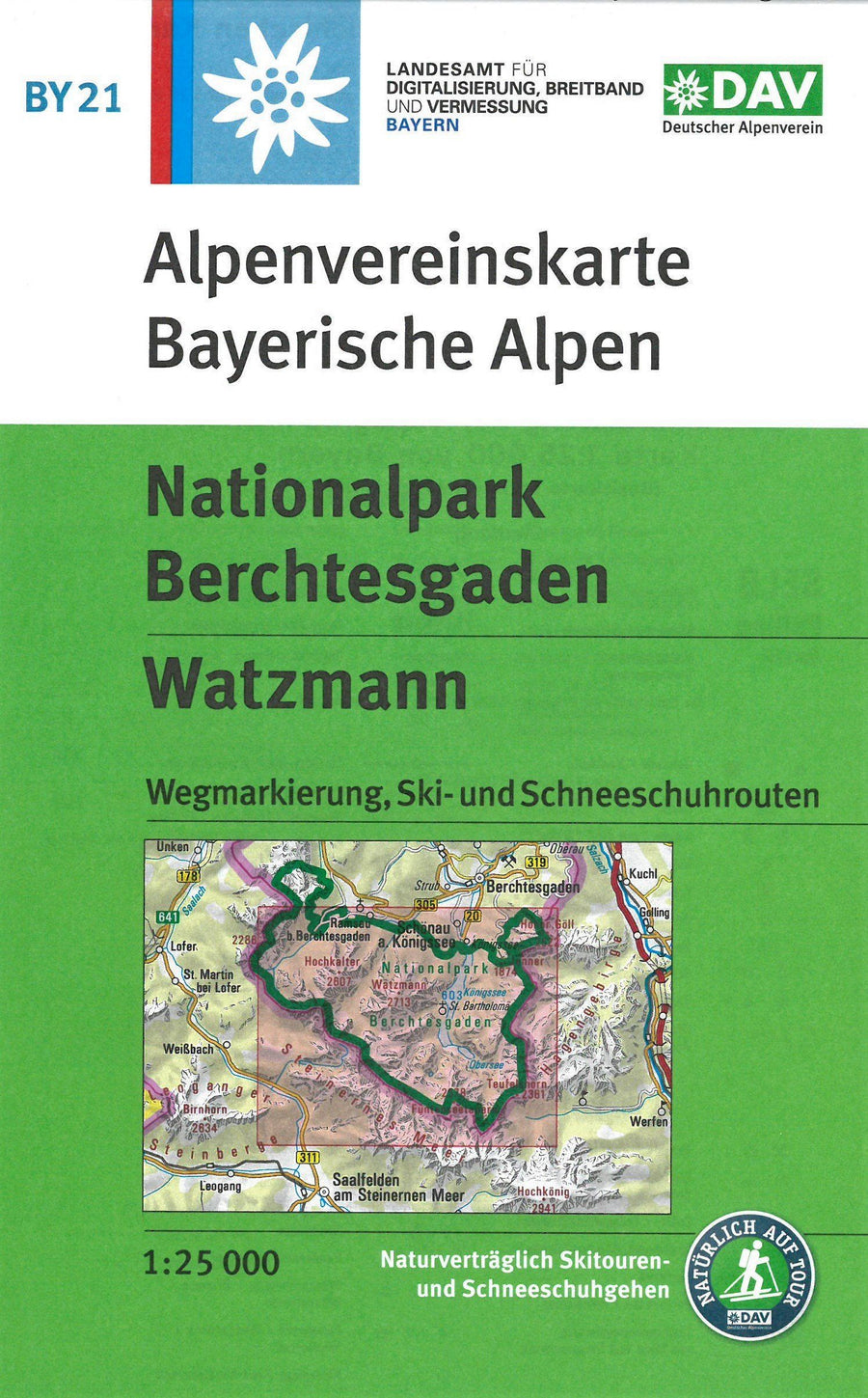Carte de randonnée & ski - Berchtesgaden NP Watzmann, n° BY21 (Alpes bavaroises) | Alpenverein carte pliée Alpenverein 