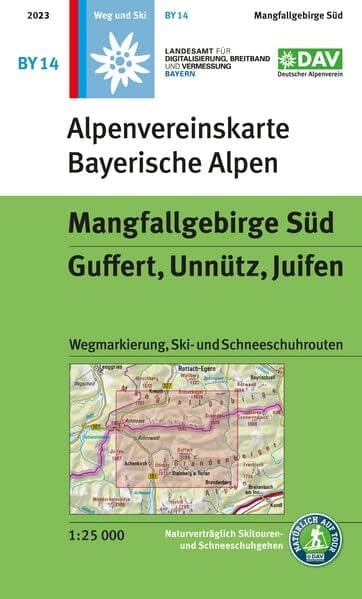 Carte de randonnée & ski n° BY14 - Mangfallgebirge Sud Guffert, Unnütz, Juifen (Alpes bavaroises) | Alpenverein carte pliée Alpenverein 