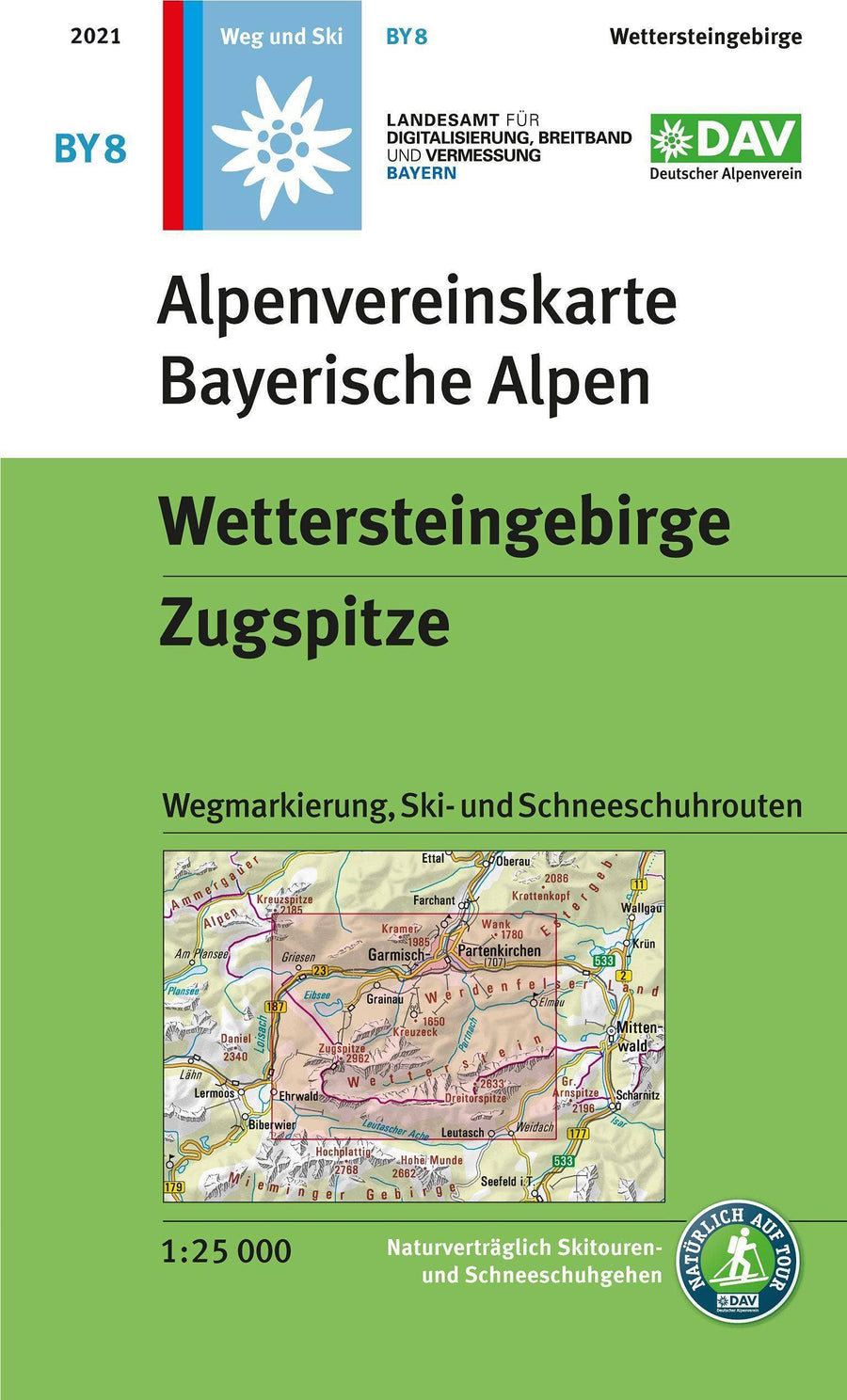 Carte de randonnée & ski - Wettersteingebirge Zugspitze, n° BY08 (Alpes bavaroises) | Alpenverein carte pliée Alpenverein 