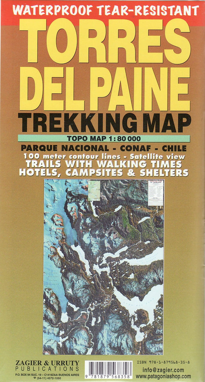 Carte de trekking - Torres del Paine | Zagier y Urruty carte pliée Zagier y Urruty 