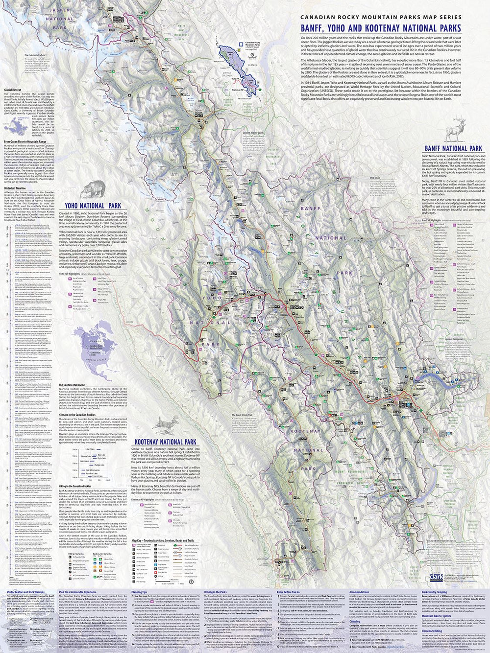 Carte de voyage - Banff, Yoho & Kootenay National Parks | Clark Geomatics carte pliée Clark Geomatics 