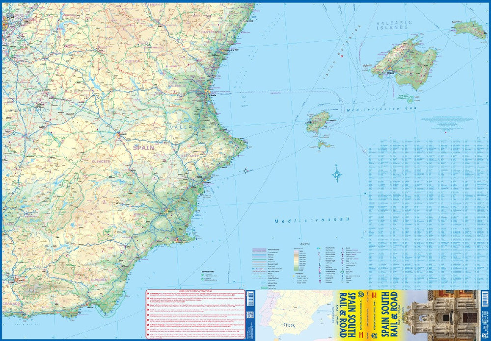Carte de voyage - Espagne Sud (routes & chemins de fer) | ITM carte pliée ITM 