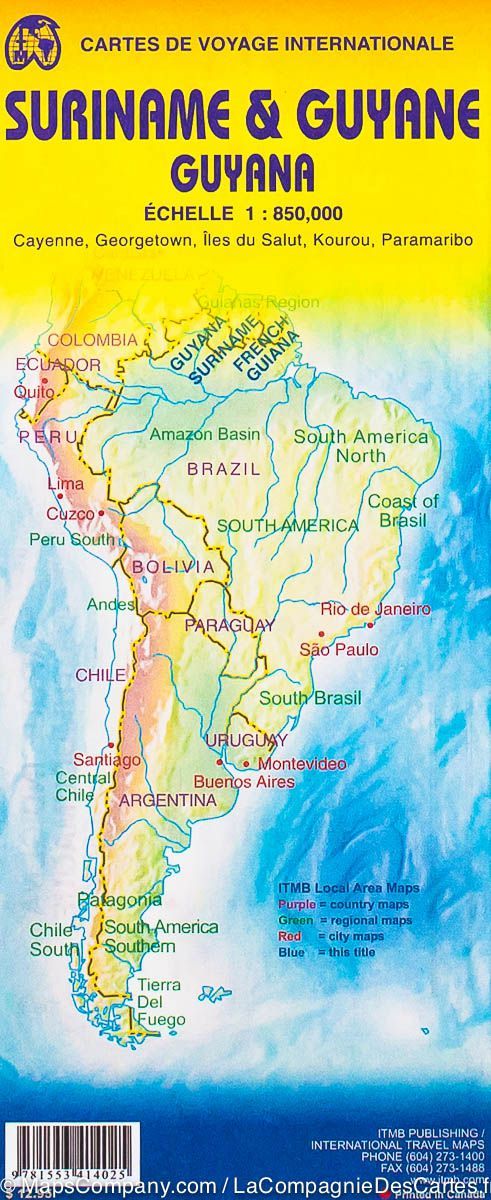 Carte du Guyana, Suriname et Guyane Française | ITM - La Compagnie des Cartes