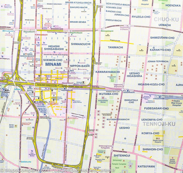 Plan de Osaka &amp; Carte de l'ouest du Japon | ITM - La Compagnie des Cartes