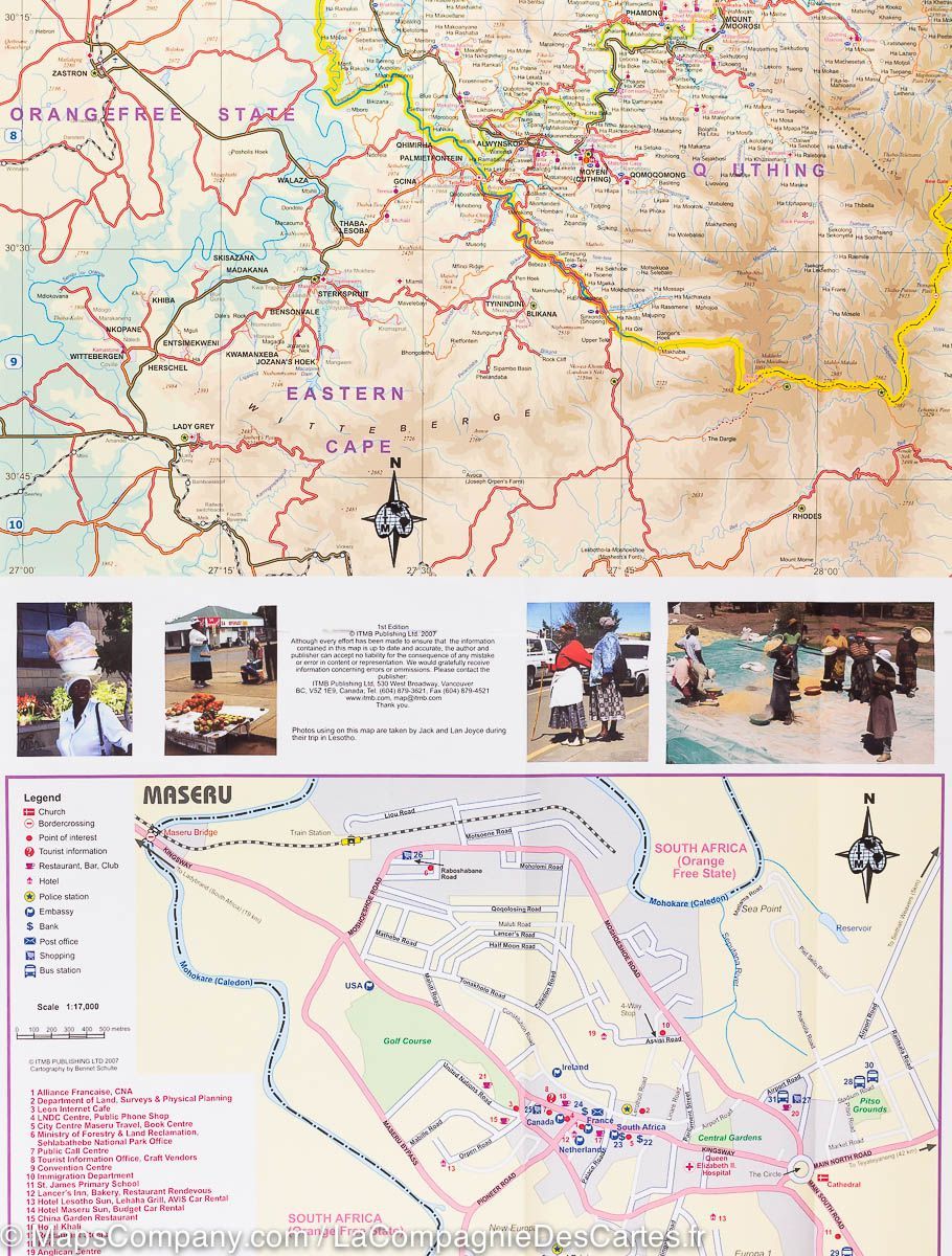 Carte du Lesotho | ITM - La Compagnie des Cartes
