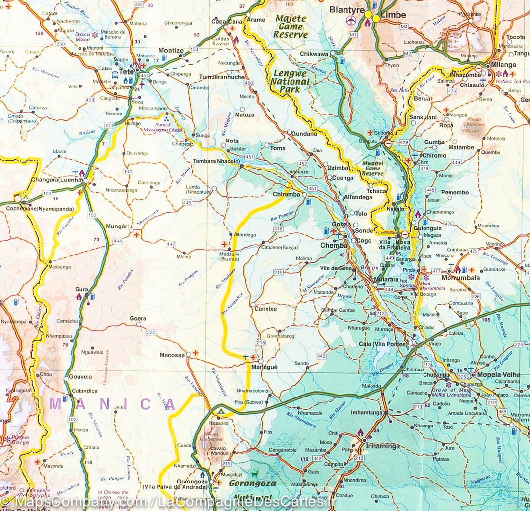 Carte du Malawi et du Mozambique | ITM - La Compagnie des Cartes