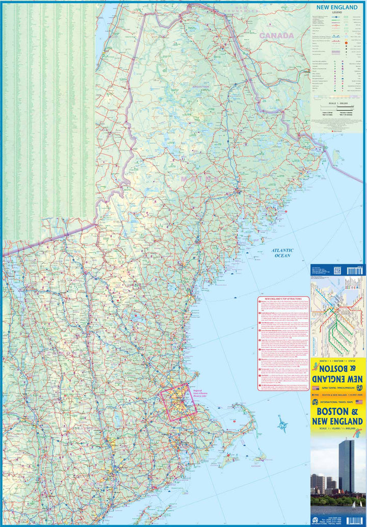 Carte de voyage - Nouvelle-Angleterre & Plan de Boston | ITM carte pliée ITM 