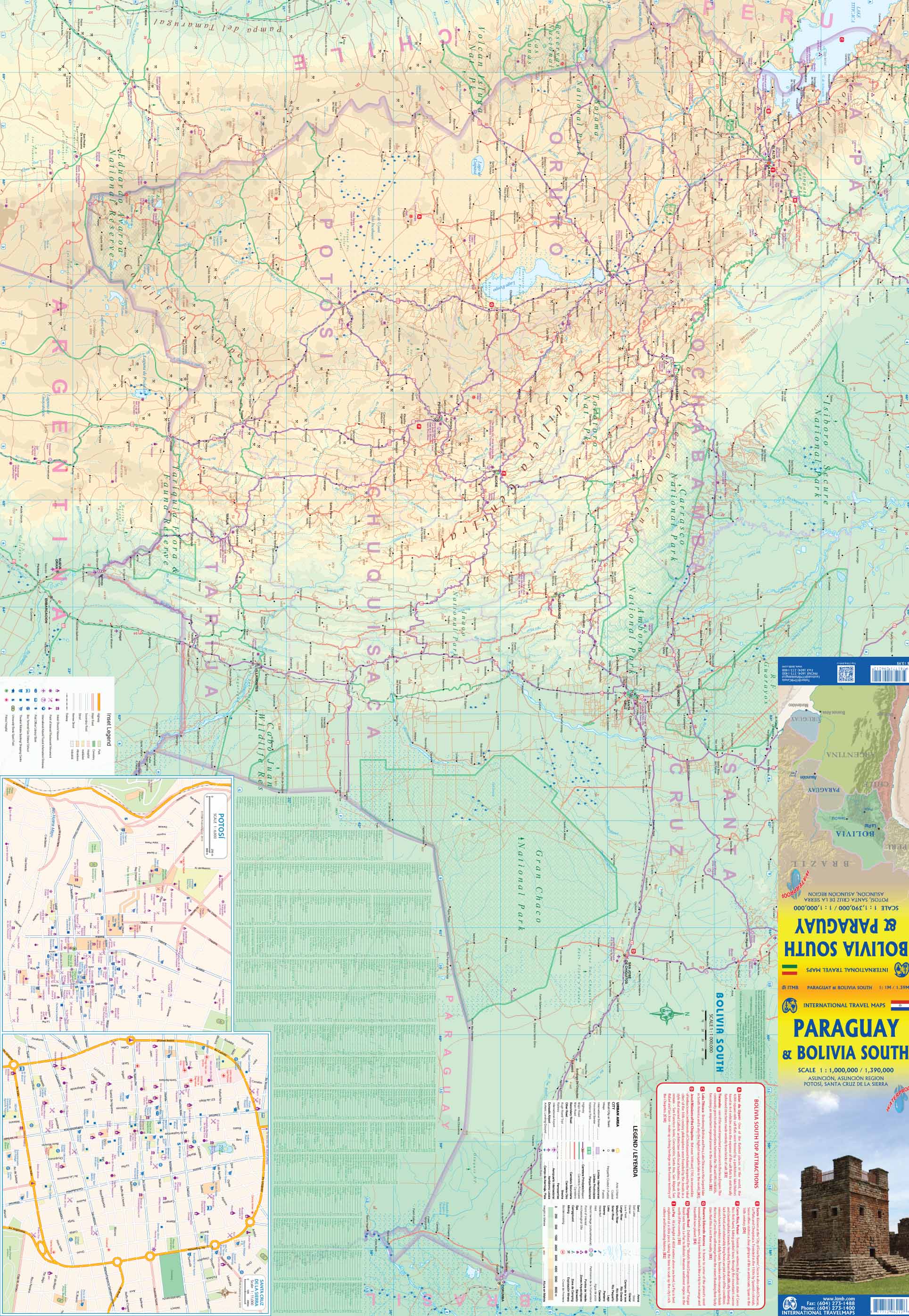 Travel Map Paraguay Bolivia South ITM MapsCompany Travel