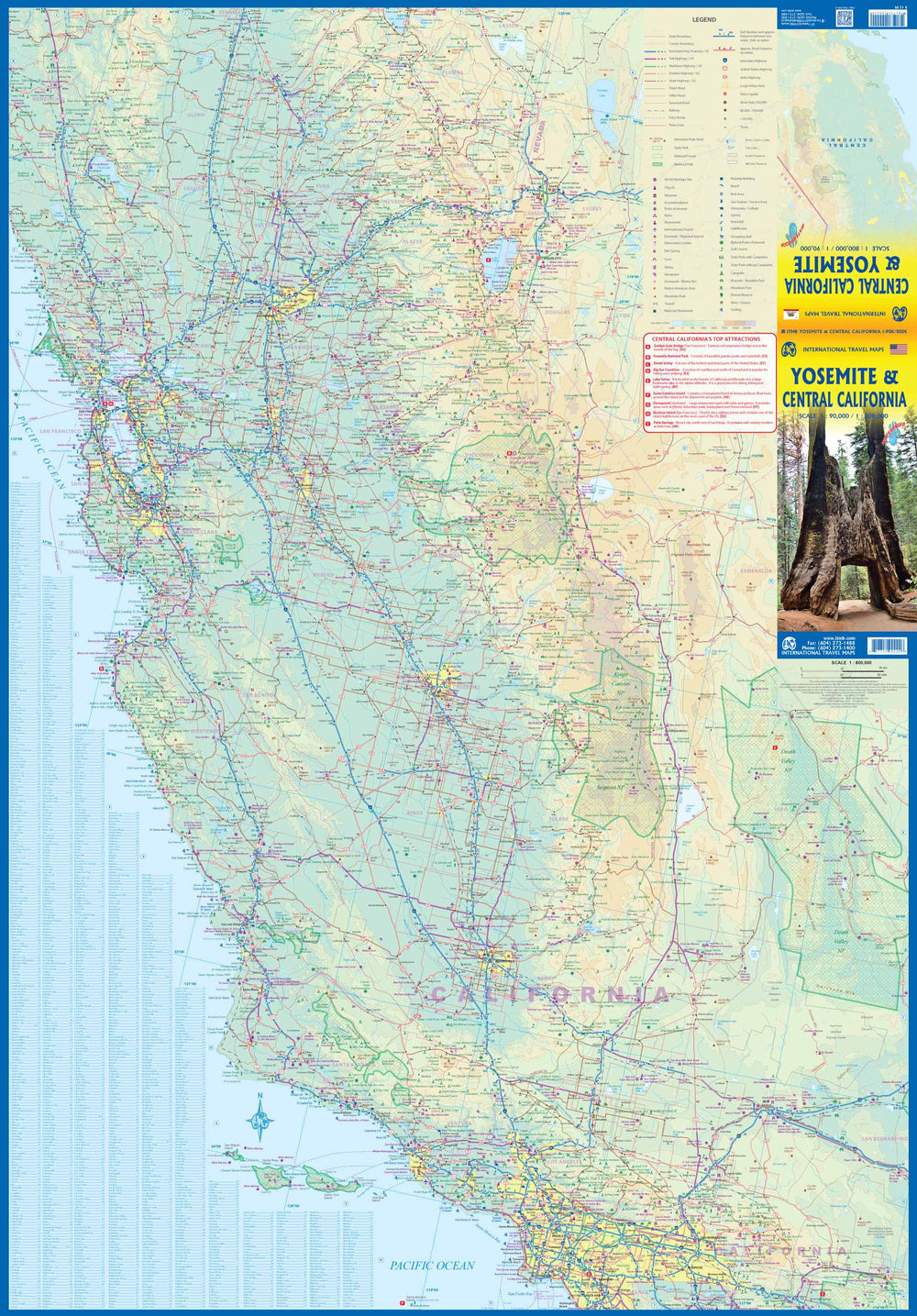 Carte de voyage - Parc National Yosemite & Californie centrale | ITM carte pliée ITM 
