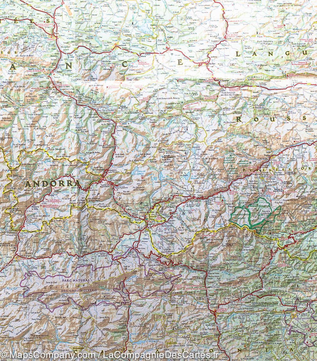 Carte détaillée des Pyrénées &#038; Andorre | National Geographic - La Compagnie des Cartes