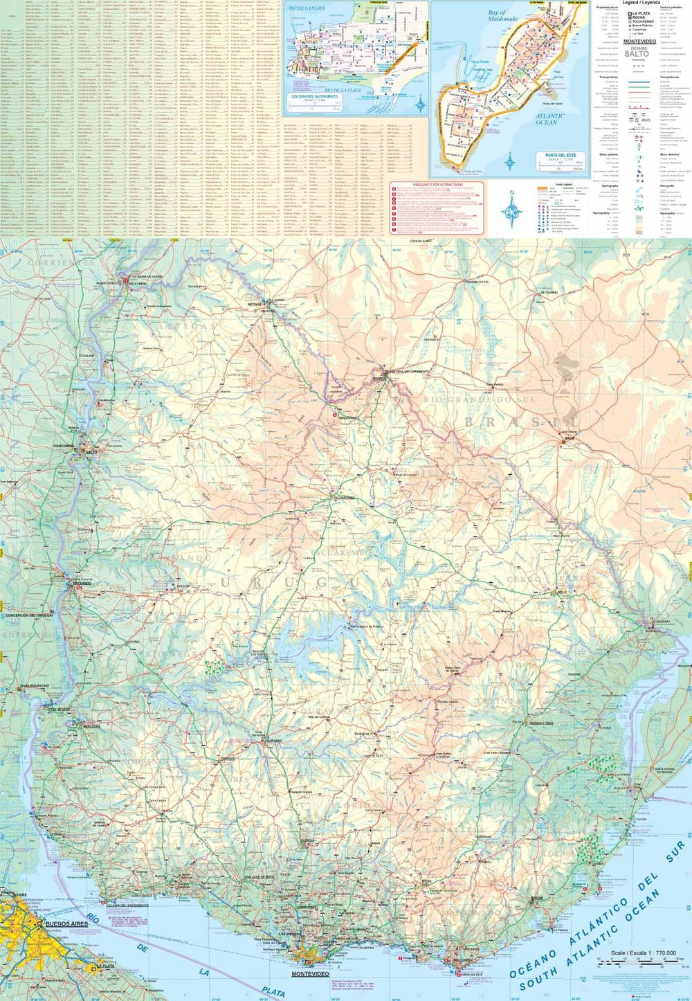 Carte de voyage - Uruguay & Plan de Montevideo | ITM carte pliée ITM 