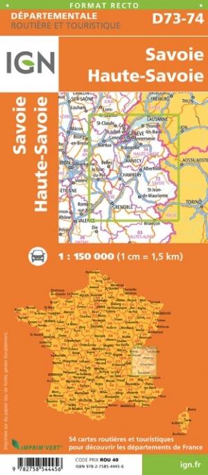 Carte départementale D73-74 - Savoie & Haute-Savoie | IGN carte pliée IGN 