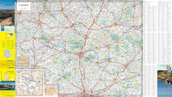 Carte départementale n° 310 - Mayenne, Orne & Sarthe | Michelin carte pliée Michelin 
